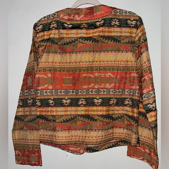 Chicos Cotton Blend Aztec Print Buttn Jacket - Picture 3 of 8